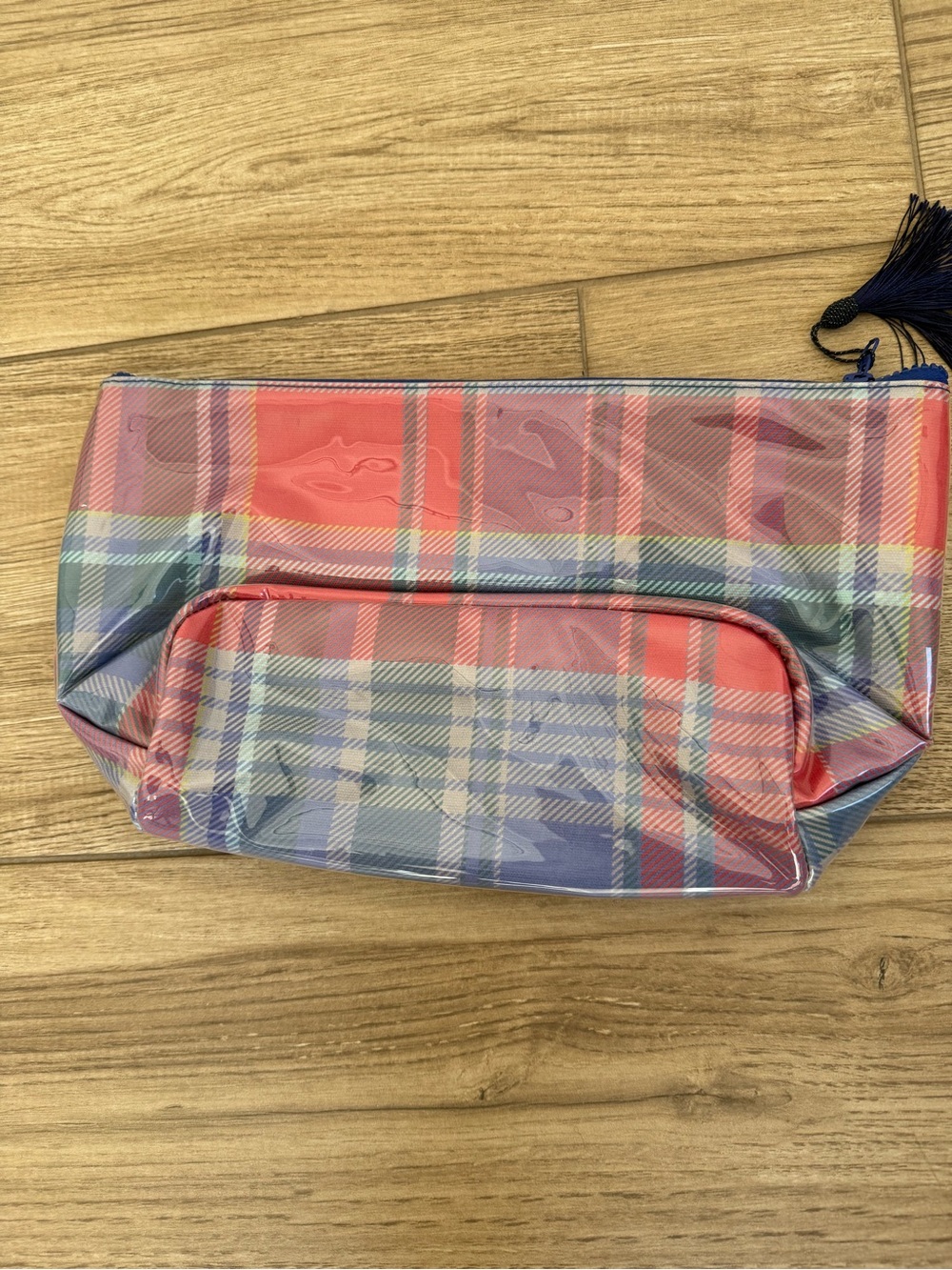 Dairy Boy Shell and Sail Makeup Bag Large- Nantucket Madras - Picture 3 of 5